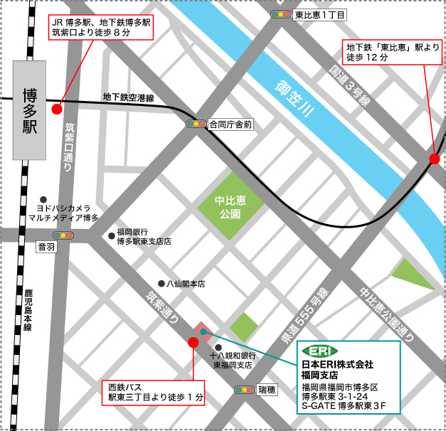 福岡支店の地図