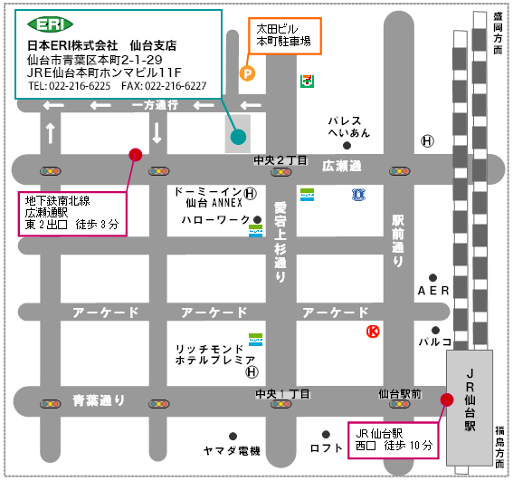 仙台支店の地図