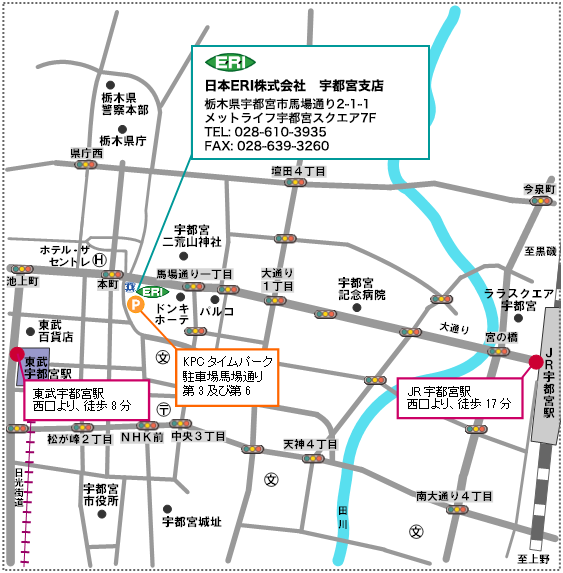 宇都宮支店の地図